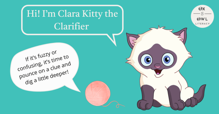 Feature blog post image with graphics of a cute white and grey kitten introducing herself and saying, "If it’s fuzzy or confusing, it’s time to pounce on a clue and dig a little deeper!"